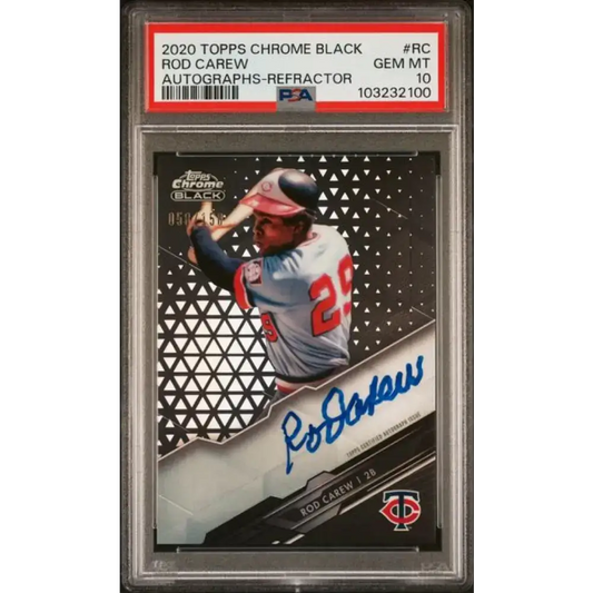 2020 Topps Chrome Black Refractor #RC Rod Carew PSA 10 GEM MINT Auto 58/150 Minnesota Twins Baseball Card - Baseball