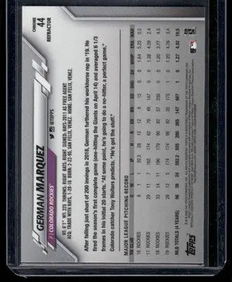 2020 Topps Chrome Refractor German Marquez #44 1/3 Baseball - Baseball Card Single