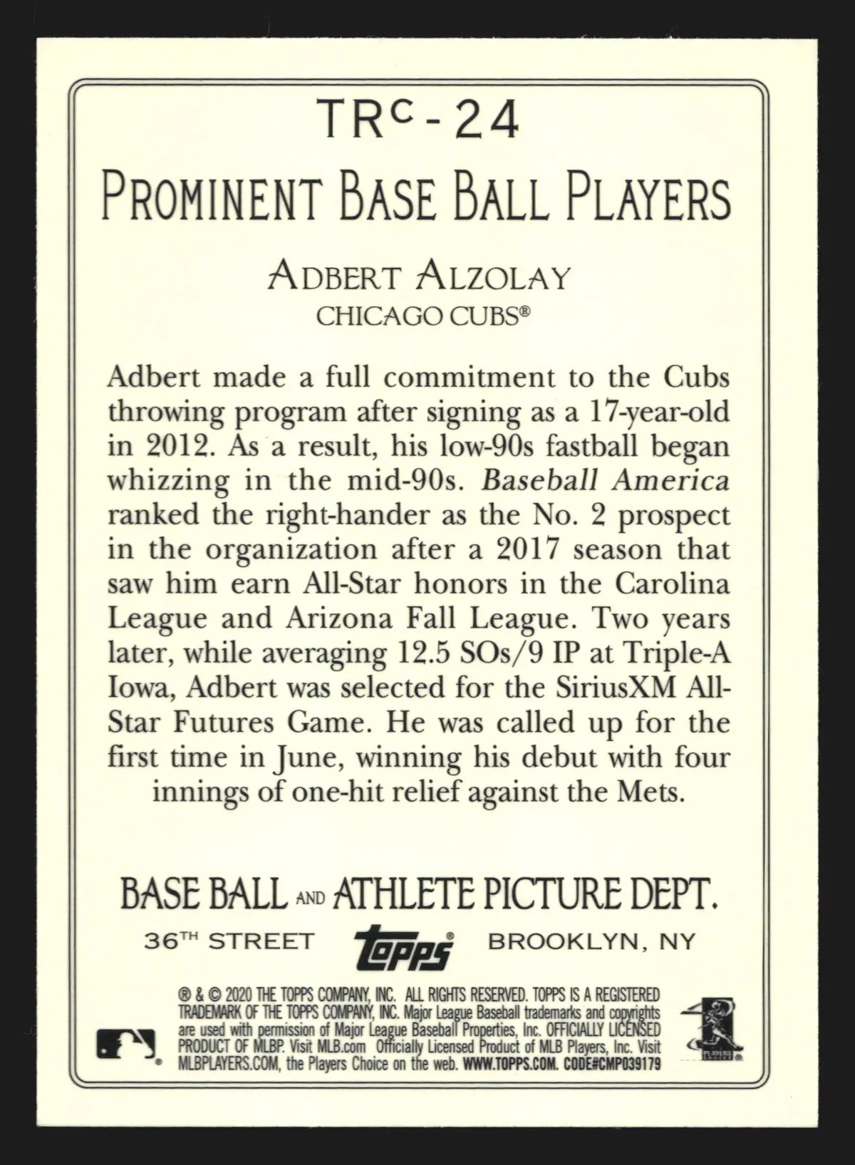 2020 Topps Chrome #TRC-24 Adbert Alzolay Turkey Red Chrome RC Cubs - Baseball Card Single