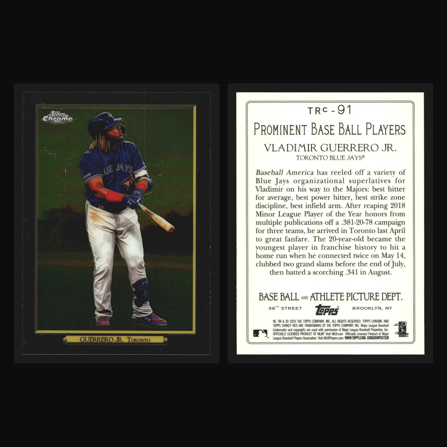 2020 Topps Chrome Turkey Red #TRC-91 Vladimir Guerrero Jr Toronto Blue Jays - Baseball Card Single