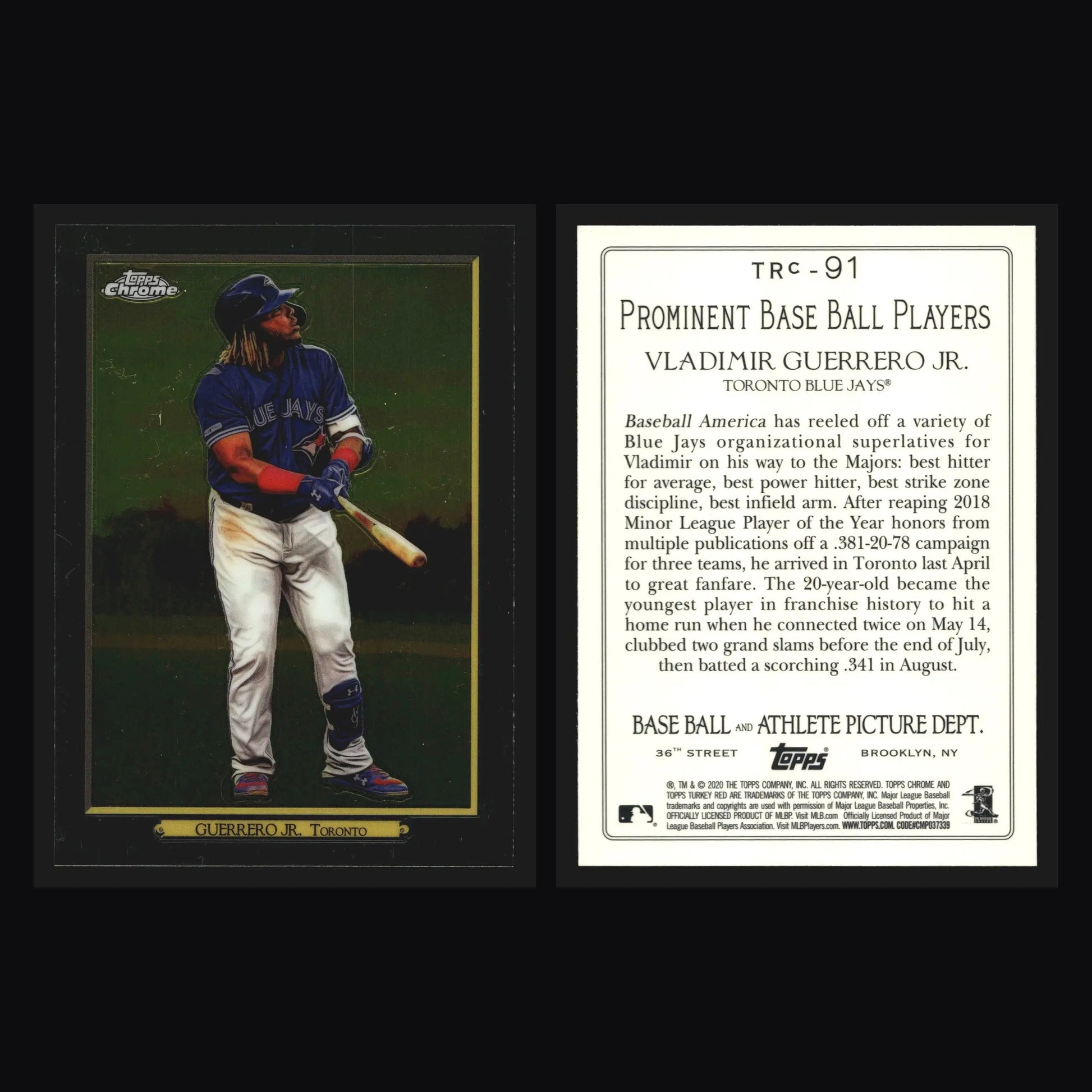 2020 Topps Chrome Turkey Red #TRC-91 Vladimir Guerrero Jr Toronto Blue Jays - Baseball Card Single