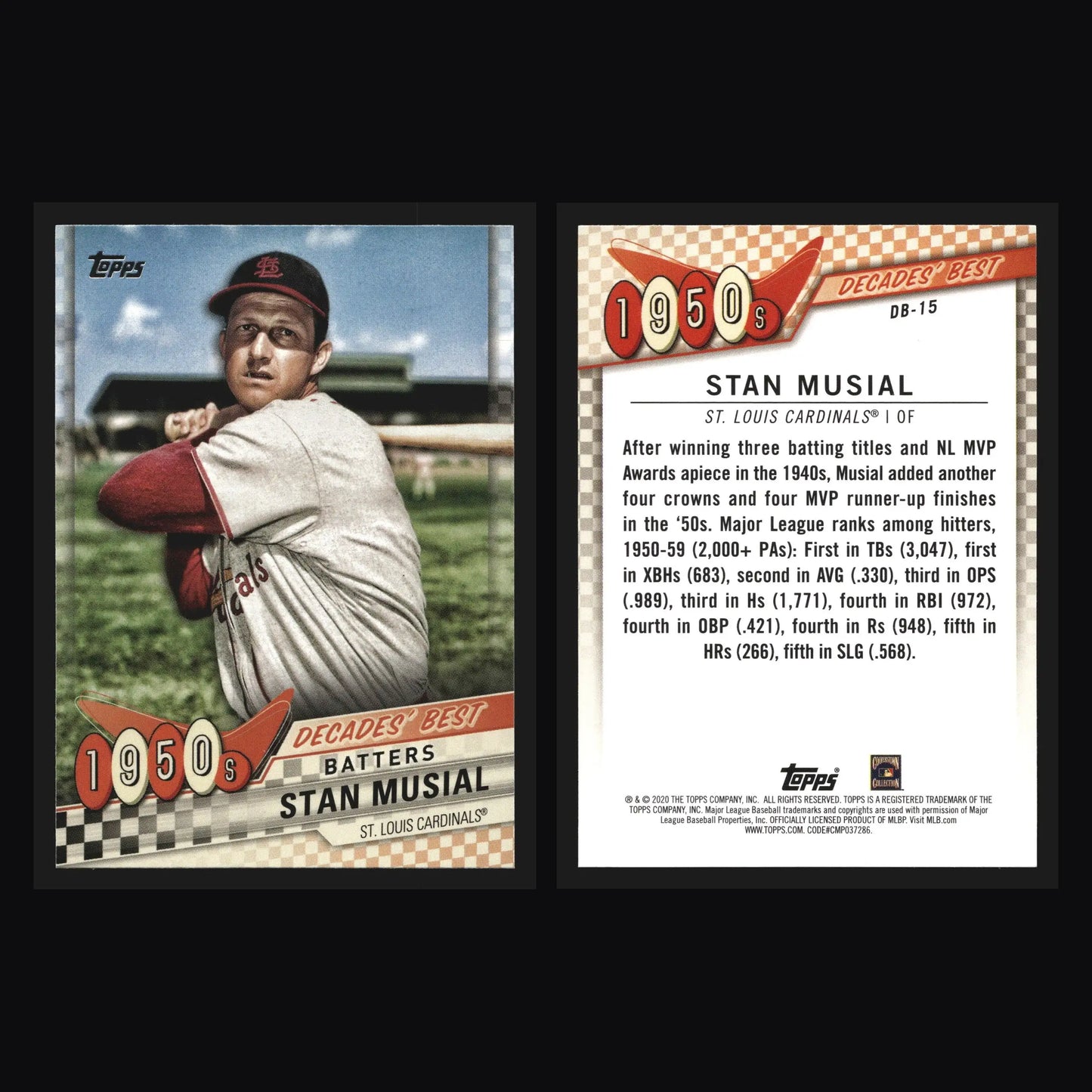 2020 Topps Decades’ Best Stan Musial #DB-15 St. Louis Cardinals HOF - Baseball Card Single