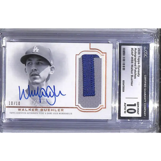 2020 Topps Dynasty #DAP-WB8 Walker Buehler CGC 10 Gem Mint MEM Auto 10/10 Los Angeles Dodgers - Baseball Card Single