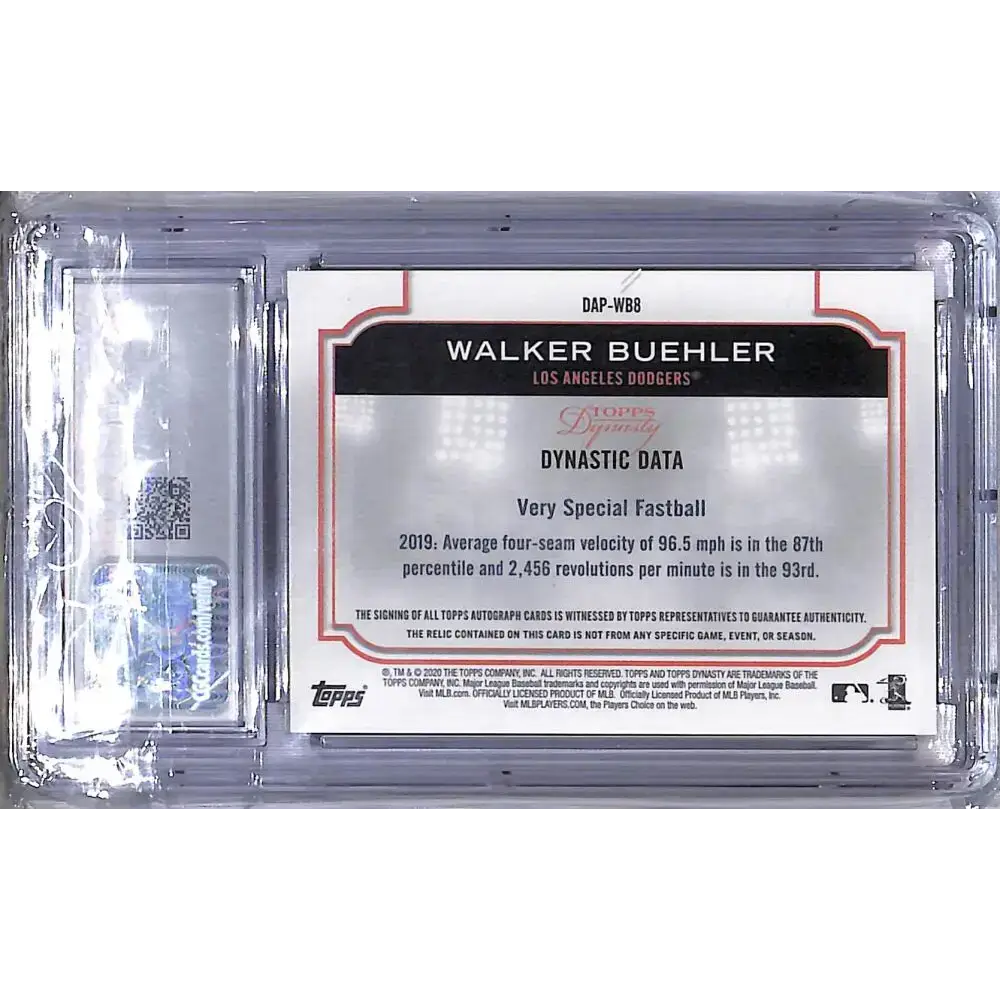 2020 Topps Dynasty #DAP-WB8 Walker Buehler CGC 10 Gem Mint MEM Auto 10/10 Los Angeles Dodgers - Baseball Card Single