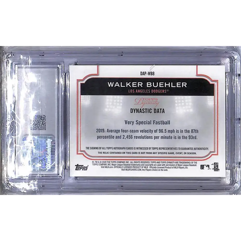 2020 Topps Dynasty #DAP-WB8 Walker Buehler CGC 10 Gem Mint MEM Auto 10/10 Los Angeles Dodgers - Baseball Card Single