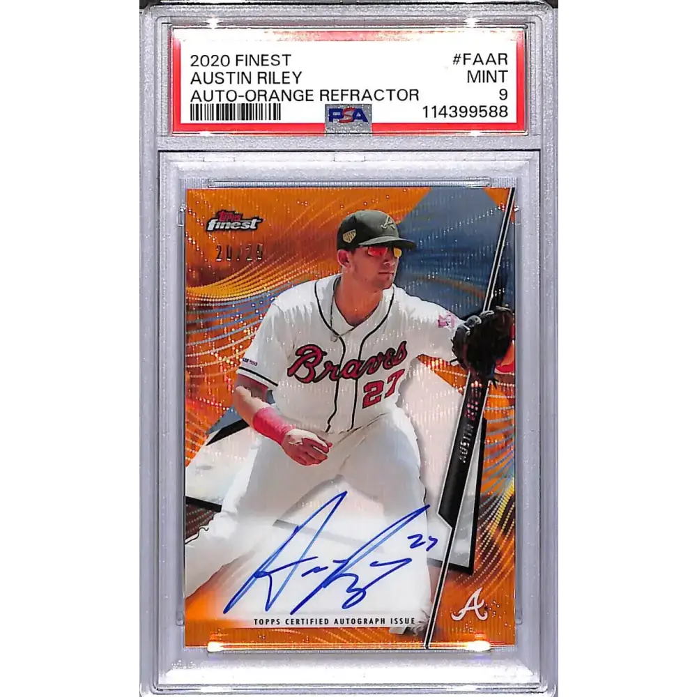 2020 Topps Finest Orange #FA-AR Austin Riley PSA 9 MINT Auto 20/25 Atlanta Braves - Baseball Card Single