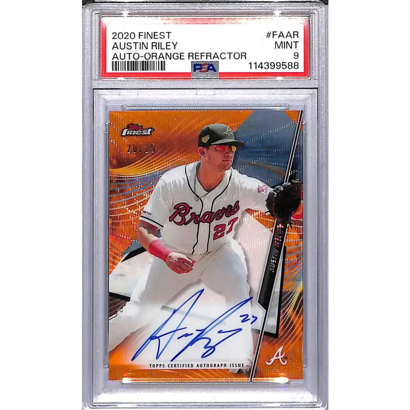 2020 Topps Finest Orange #FA-AR Austin Riley PSA 9 MINT Auto 20/25 Atlanta Braves - Baseball Card Single