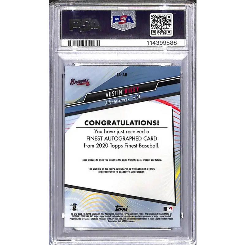 2020 Topps Finest Orange #FA-AR Austin Riley PSA 9 MINT Auto 20/25 Atlanta Braves - Baseball Card Single
