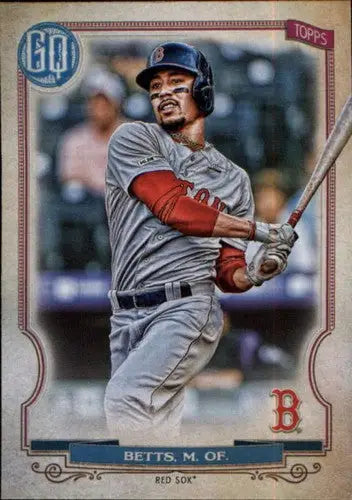 Original gloss Mookie Betts baseball card from 2020 Topps Gypsy Queen featuring Red Sox