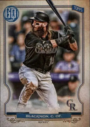 Baseball trading card featuring Charlie Blackmon in batting stance from Topps Gypsy Queen series