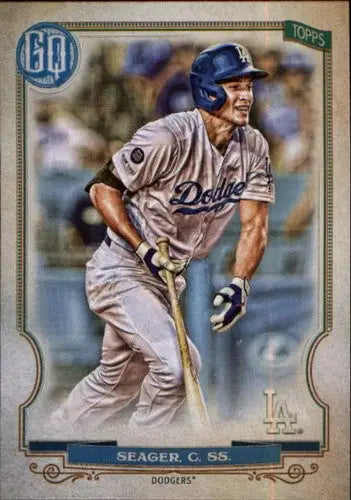 Baseball trading card featuring Corey Seager in batting stance from Topps Gypsy Queen