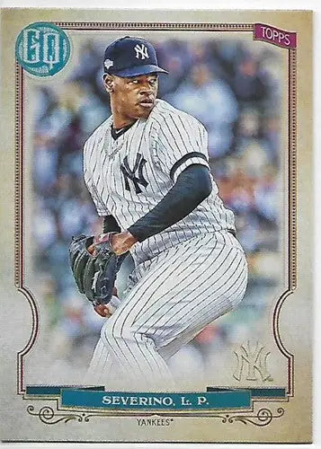 Baseball card featuring Luis Severino from 2020 Topps Gypsy Queen series