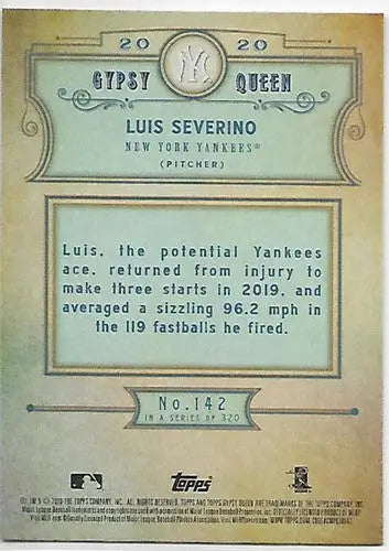 2020 Topps Gypsy Queen Luis Severino Yankees baseball card NM-MT product image
