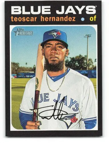 2020 Topps Heritage Teoscar Hernandez baseball card with original gloss Blue Jays