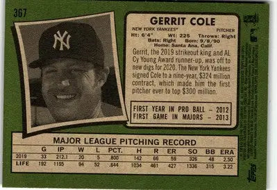 2020 Topps Heritage #367 Gerrit Cole - Baseball Card Single