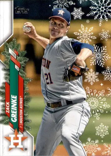 Original gloss 2020 Topps Holiday HW10 Zack Greinke Astros baseball card image