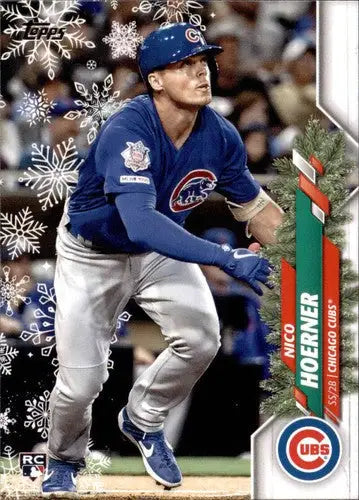 Nico Hoerner baseball card from 2020 Topps Holiday with original gloss, Rookie Cubs