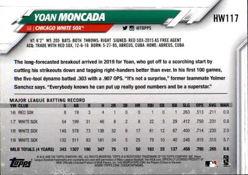 2020 Topps Holiday #HW117 Yoan Moncada NM-MT White Sox ID:48005 - Baseball Card Single