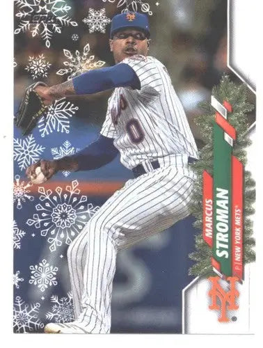 Original gloss 2020 Topps Holiday HW134 Marcus Stroman Mets baseball card image