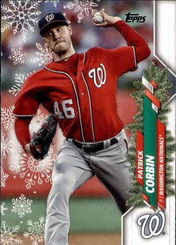 2020 Topps Holiday Patrick Corbin baseball card with original gloss Nationals ID 47861