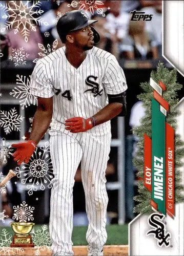Eloy Jimenez Baseball Card from 2020 Topps Holiday with original gloss printed card
