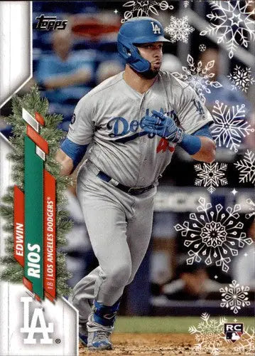 2020 Topps Holiday HW150 Edwin Rios rookie baseball card Dodgers NM-MT