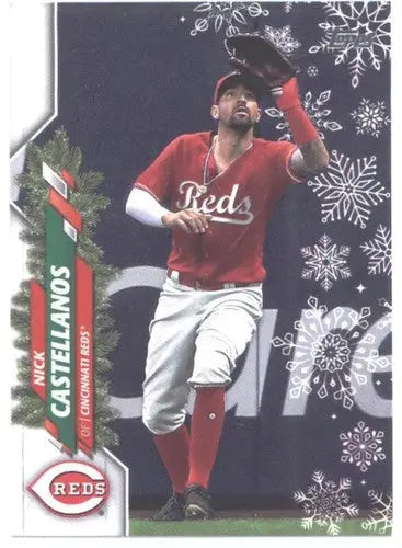 2020 Topps Holiday Nick Castellanos baseball card with original gloss Reds ID 47779