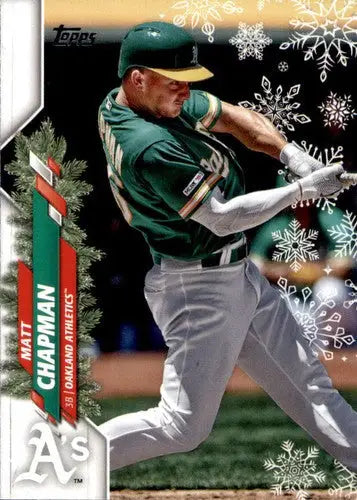 Original gloss 2020 Topps Holiday HW178 Matt Chapman baseball card Athletics