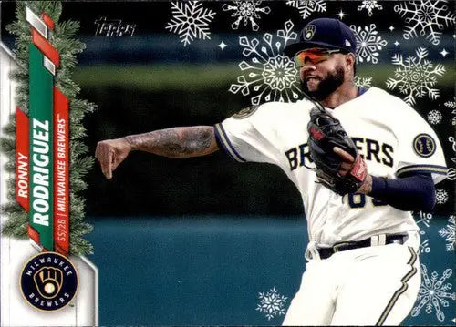 2020 Topps Holiday Ronny Rodriguez baseball card with original gloss featuring Brewers ID 47866