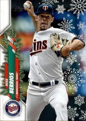 Original gloss 2020 Topps Holiday HW199 Jose Berrios Baseball Card featuring Twins ID 47780