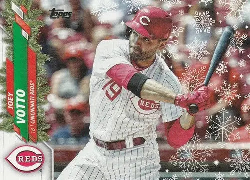 2020 Topps Holiday HW27 Joey Votto Reds baseball card shown in product listing