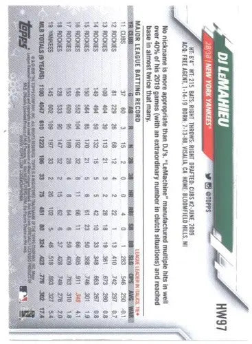 2020 Topps Holiday HW97 DJ LeMahieu Yankees baseball card with original gloss