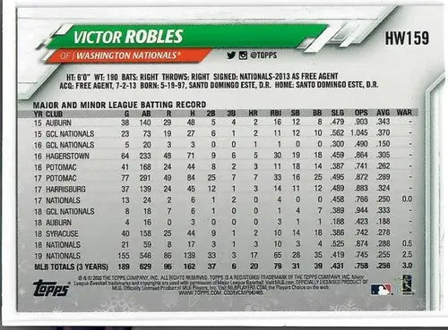 2020 Topps Holiday Metallic #HW159 Victor Robles NM-MT Nationals ID:47775 - Baseball Card Single