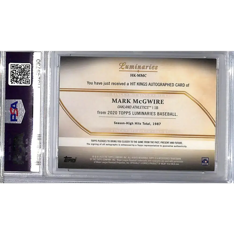 2020 Topps Luminaries Hit Kings #HK-MMC Mark McGWIRE PSA 10 GEM MINT Auto 07/15 Oakland Athletics - Baseball Card Single