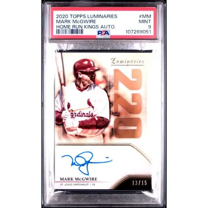 2020 Topps Luminaries Home Run Kings Autographs #HRK-MM Mark McGwire PSA 9 MINT Auto 13/15 St. Louis Cardinals Baseball