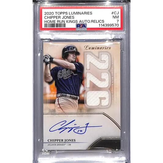 2020 Topps Luminaries Home Run Kings #HRKAR-CJ Chipper Jones PSA 7 NM MEM Auto 01/15 Atlanta Braves - Baseball Card