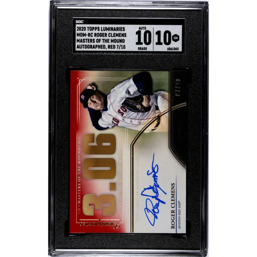 2020 Topps Luminaries Masters of the Mound Red #MOM-RC Roger Clemens SGC 10 Gem Auto /10 Boston Red Sox Baseball Card