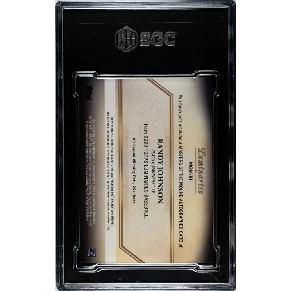 2020 Topps Luminaries Masters of the Mound Red #MOM-RJ Randy Johnson SGC 9.5 MINT+ Auto 5/10 Seattle Mariners Baseball
