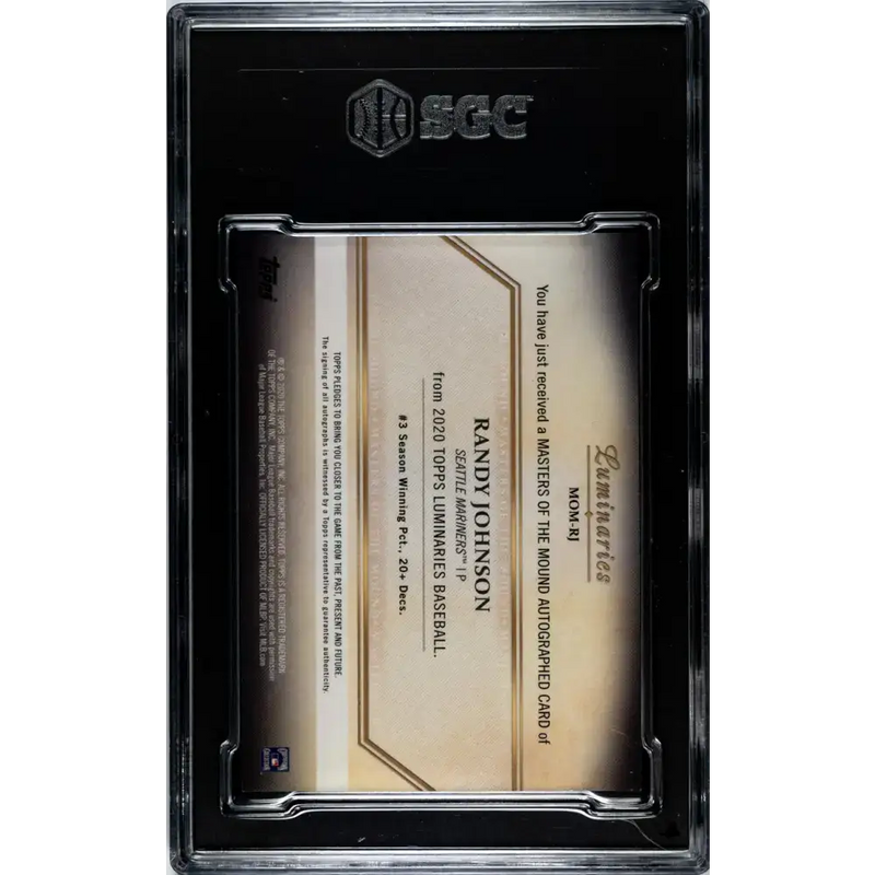 2020 Topps Luminaries Masters of the Mound Red #MOM-RJ Randy Johnson SGC 9.5 MINT+ Auto 5/10 Seattle Mariners Baseball