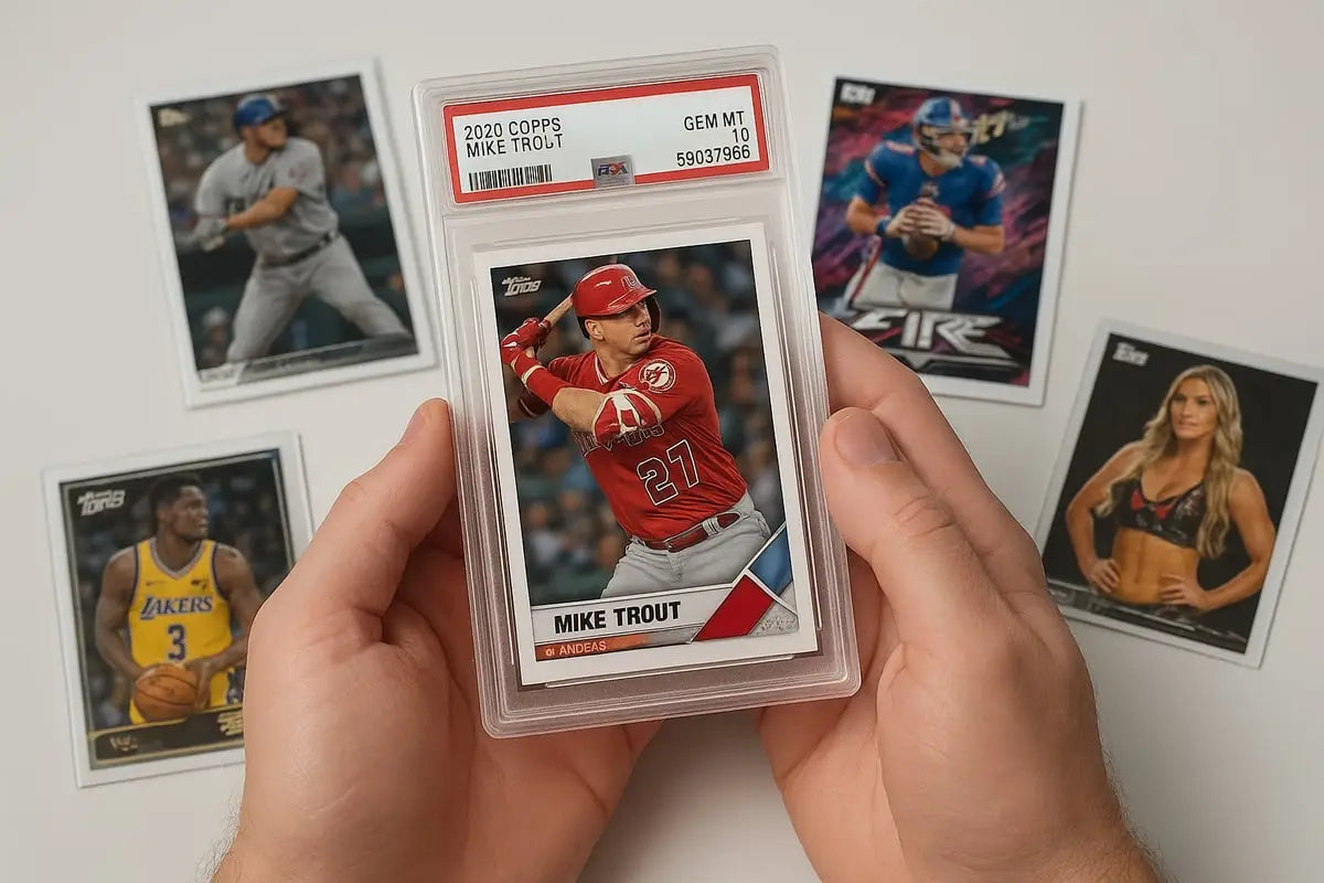 2020 Topps Mike Trout collectible card in PSA slab