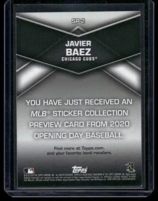 2020 Topps MLB Sticker Collection Preview Javier Baez #SP-2 Baseball - Baseball Card Single