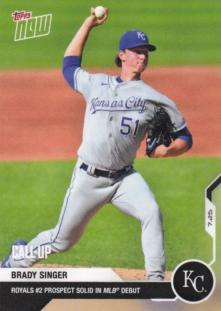 Brady Singer Kansas City pitching in a Royals uniform for 2020 TOPPS NOW #17