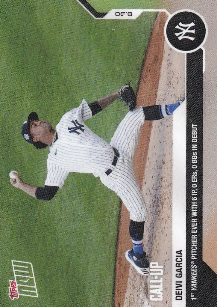 Deivi Garcia pitching in a New York Yankees uniform for trading cards collection