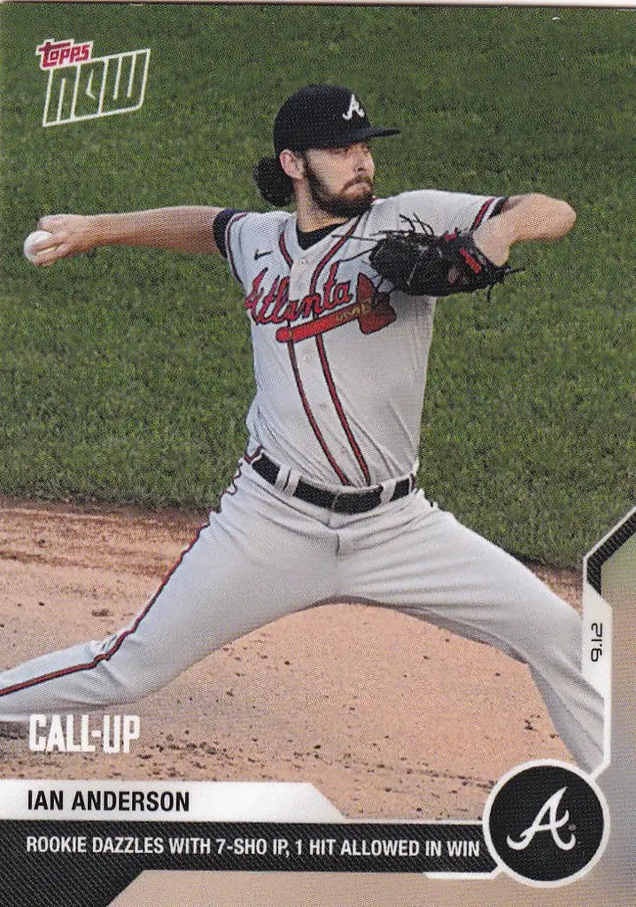 Ian Anderson Atlanta Braves pitcher in mid-throw wearing team uniform