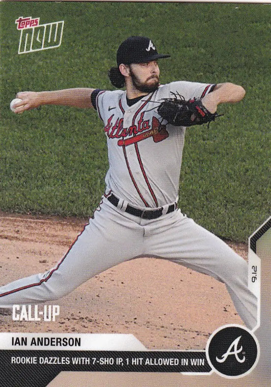 Ian Anderson Atlanta Braves pitcher in mid-throw wearing team uniform