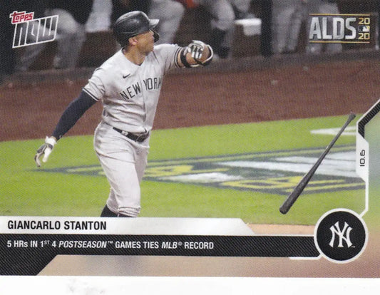 Baseball card of Giancarlo Stanton from the New York Yankees 2020 Topps Now #373