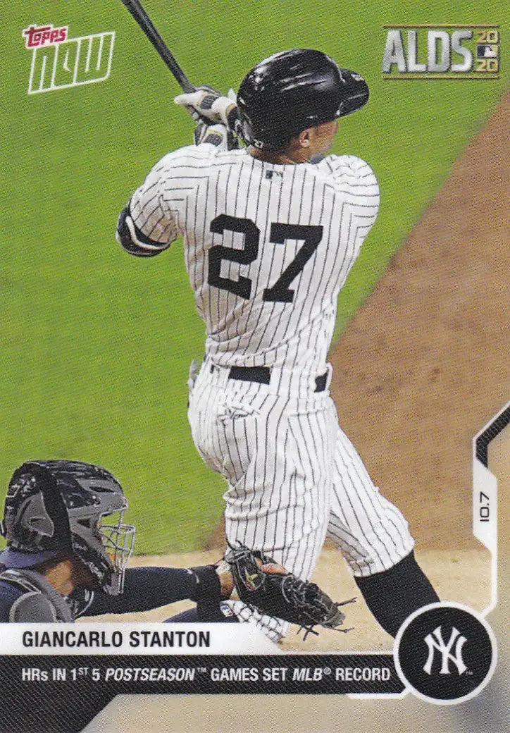 Giancarlo Stanton baseball card from 2020 Topps Now, New York Yankees collectible