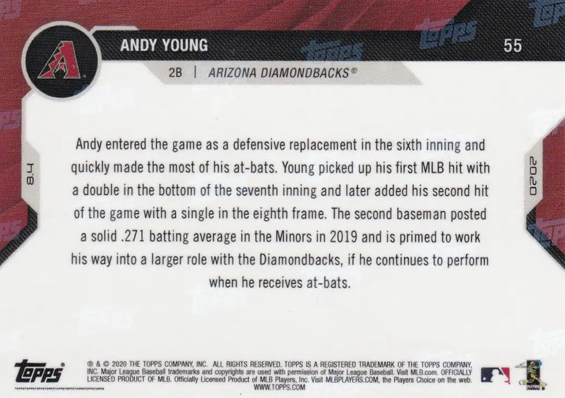 2020 TOPPS NOW #55 ANDY YOUNG- ARIZONA DIAMONDBACKS