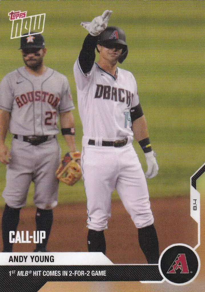 Baseball card of Andy Young from Arizona Diamondbacks gesturing on the field
