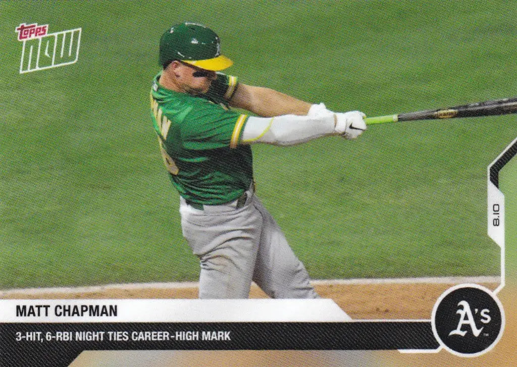 Matt Chapman baseball card from 2020 Topps Now, featuring Oakland Athletics star player